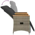 Canapé de jardin inclinable 2 places avec table gris poly rotin