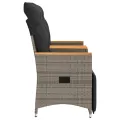 Canapé de jardin inclinable 2 places avec table gris poly rotin