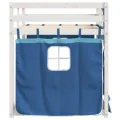 Lit superposé avec rideaux bleu 80x200 cm bois pin massif