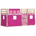 Lit superposé avec rideaux rose 80x200 cm bois pin massif