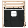 Lit superposé avec rideaux blanc/noir 80x200 cm bois pin massif