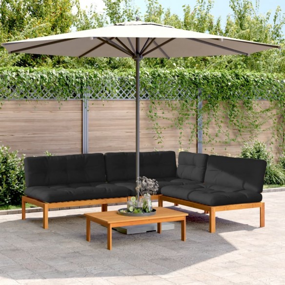 Salon palette de jardin avec coussins 4pcs bois d'acacia massif