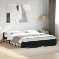 Cadre de lit avec tiroirs noir 180x200 cm bois d'ingénierie