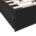 Cadre de lit avec tiroirs noir 150x200 cm bois d'ingénierie