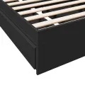 Cadre de lit avec tiroirs noir 90x200 cm bois d'ingénierie