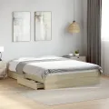 Cadre de lit et tiroirs chêne sonoma 140x190 cm bois ingénierie