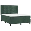 cadre de lit et matelas Vert foncé 140x200cm Velours