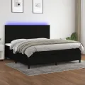 cadre de lit et matelas et LED Noir 200x200 cm Tissu