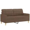 Ensemble de canapés 2 pcs avec coussins marron tissu