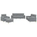 Ensemble de canapés 4 pcs coussins gris clair tissu