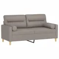 Canapé 2 places avec oreillers décoratifs taupe 140 cm tissu