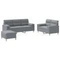 Ensemble de canapés 3 pcs coussins gris clair tissu