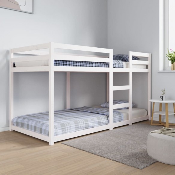 Lit superposé sans matelas blanc 90x200 cm bois de pin massif