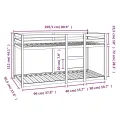 Lit superposé sans matelas blanc 90x200 cm bois de pin massif