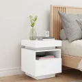 Armoire de chevet avec lumières LED blanc 40x39x48,5 cm