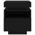 Armoire de chevet avec lumières LED noir 40x39x48,5 cm