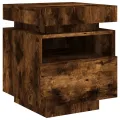 Armoire de chevet avec lumières LED chêne fumé 40x39x48,5 cm