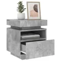 Armoire de chevet avec lumières LED gris béton 40x39x48,5 cm