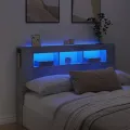 Tête de lit à LED gris béton 160x18,5x103,5cm bois d'ingénierie