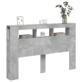 Tête de lit à LED gris béton 160x18,5x103,5cm bois d'ingénierie