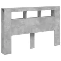 Tête de lit à LED gris béton 160x18,5x103,5cm bois d'ingénierie