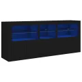 Buffet avec lumières LED noir 162x37x67 cm