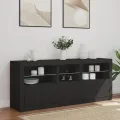 Buffet avec lumières LED noir 162x37x67 cm
