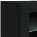 Buffet avec lumières LED noir 162x37x67 cm