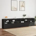 Buffet avec lumières LED noir 283x37x67 cm