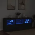 Buffet avec lumières LED noir 181,5x37x67 cm