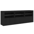 Buffet avec lumières LED noir 181,5x37x67 cm