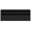 Buffet avec lumières LED noir 181,5x37x67 cm