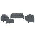 Ensemble de canapés 4 pcs avec coussins Gris foncé Velours
