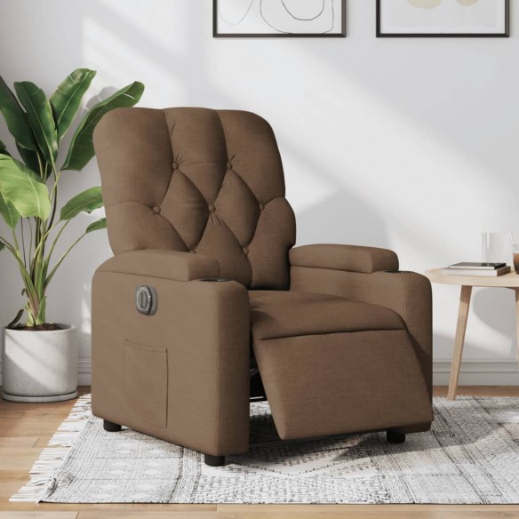 Fauteuil inclinable électrique Marron Tissu