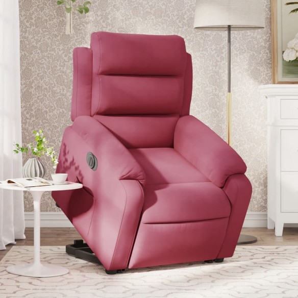 Fauteuil inclinable électrique rouge bordeaux velours