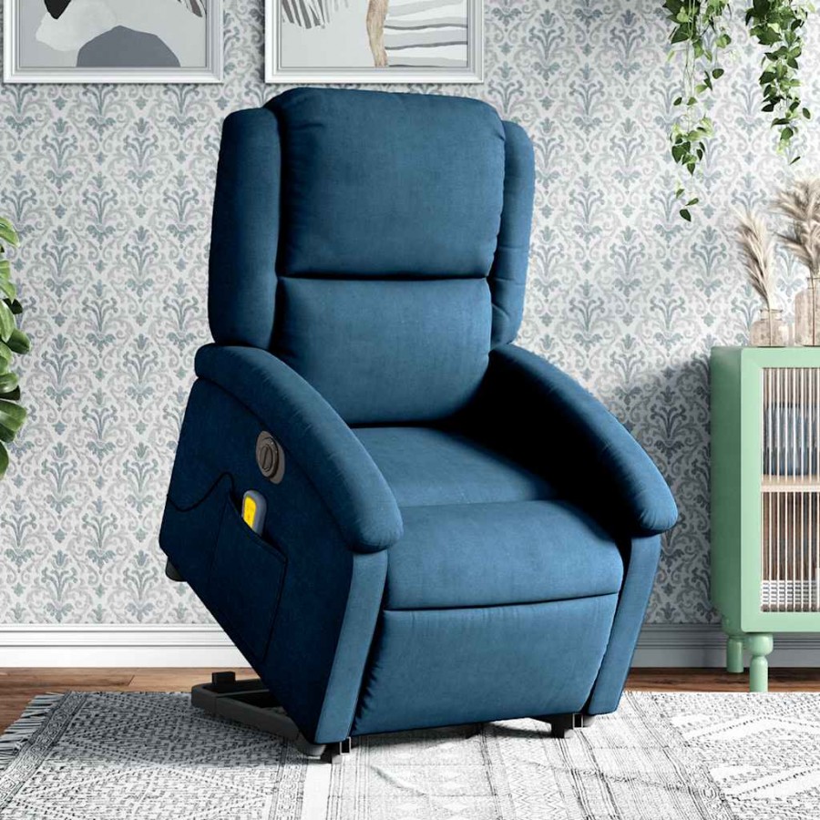 Fauteuil inclinable de massage électrique bleu velours