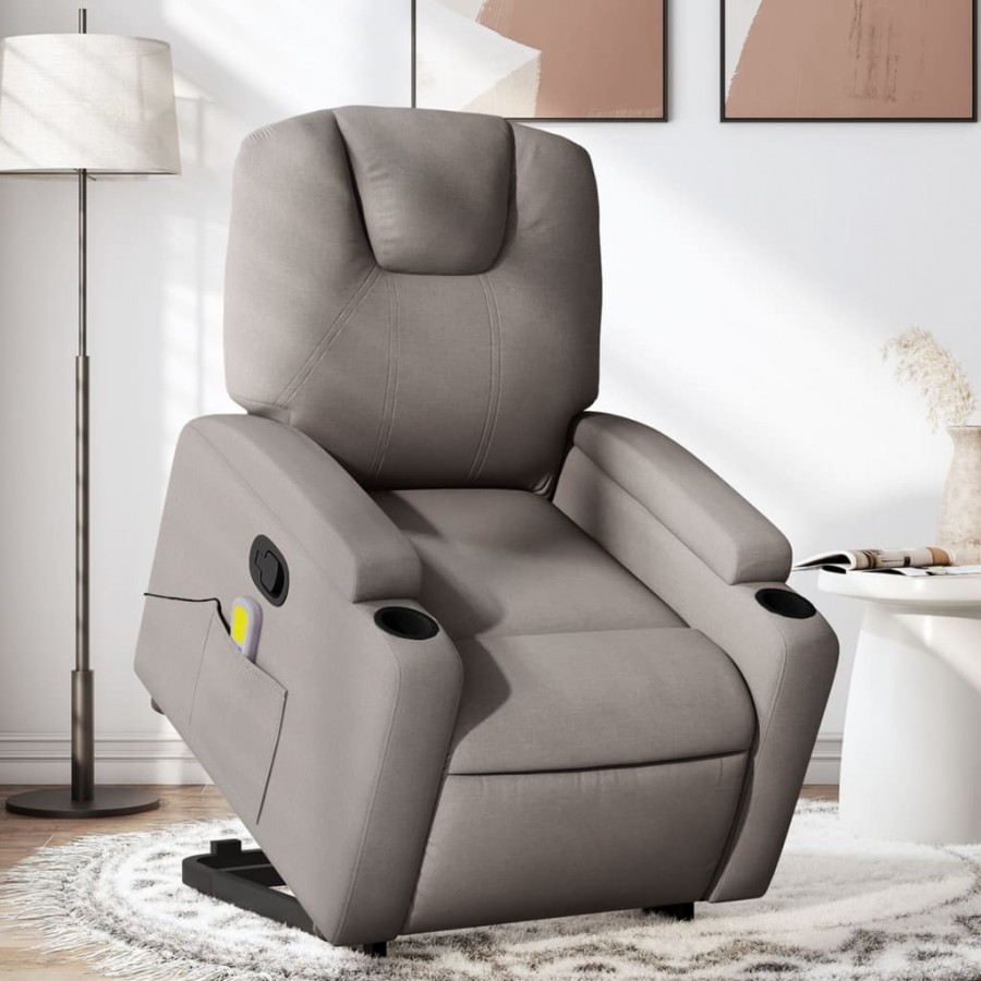 Fauteuil inclinable de massage Taupe Tissu