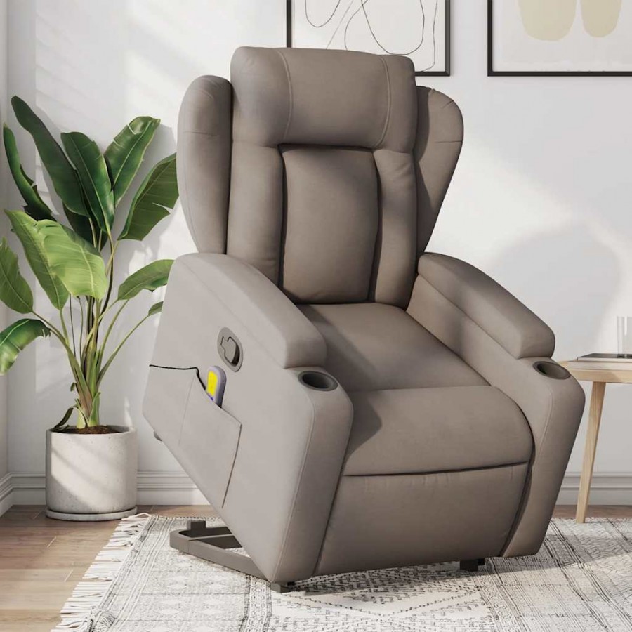 Fauteuil inclinable de massage Taupe Tissu