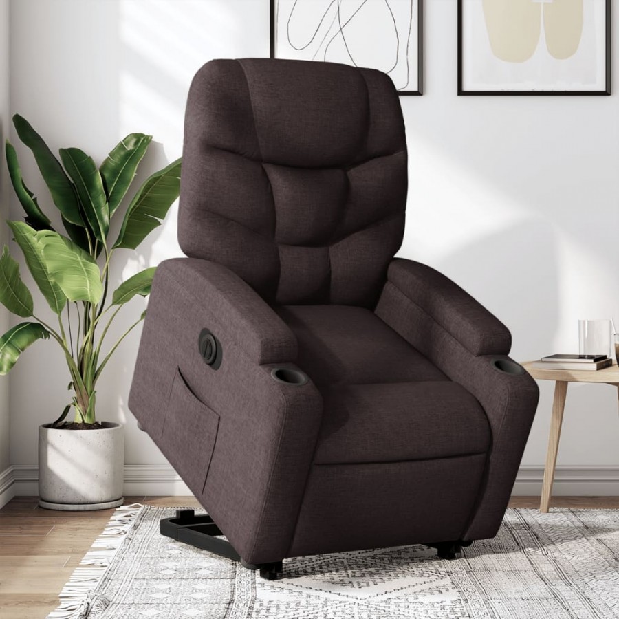 Fauteuil inclinable électrique marron foncé tissu