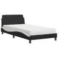 Lit avec matelas noir et blanc 100x200 cm similicuir
