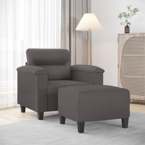 Fauteuil avec repose-pied Gris 60 cm Similicuir