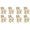 Chaises pliables de jardin lot de 8 bois massif d'acacia