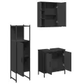 Ensemble d'armoires salle de bain 3 pcs noir bois d'ingénierie