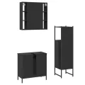 Ensemble d'armoires salle de bain 3 pcs noir bois d'ingénierie