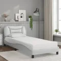 Lit avec matelas blanc 90x190 cm similicuir