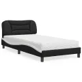 Lit avec matelas noir et blanc 100x200 cm similicuir