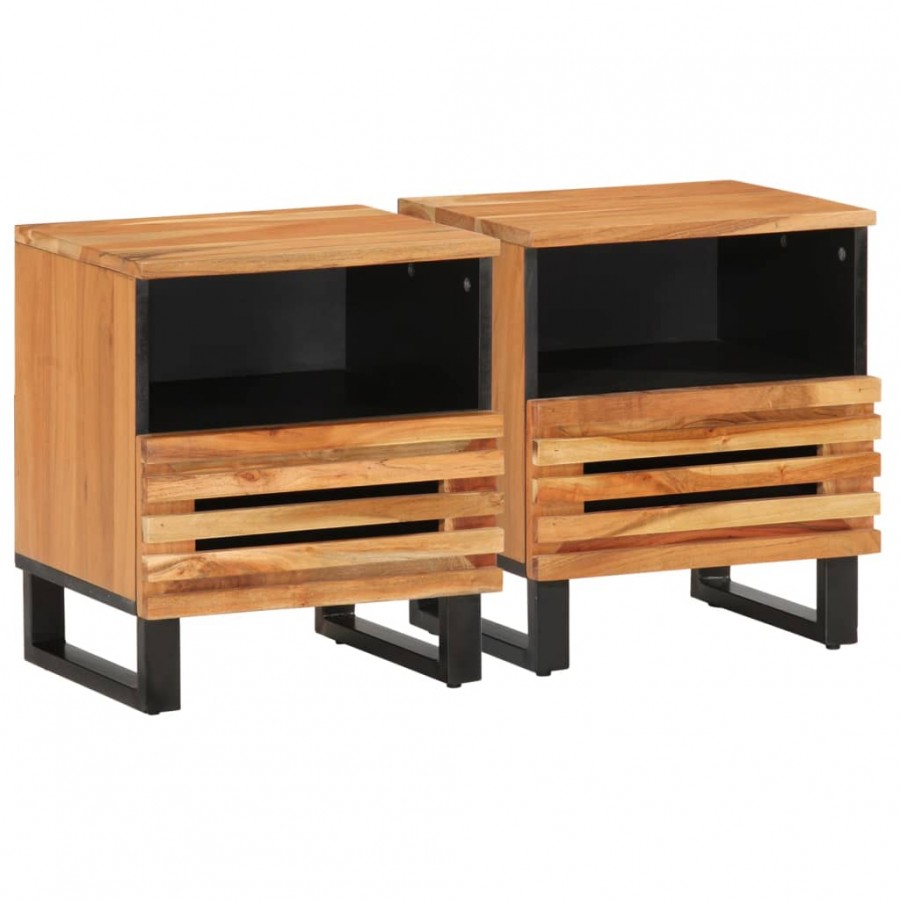 Tables de chevet 2 pcs 40x34x46 cm bois d'acacia massif