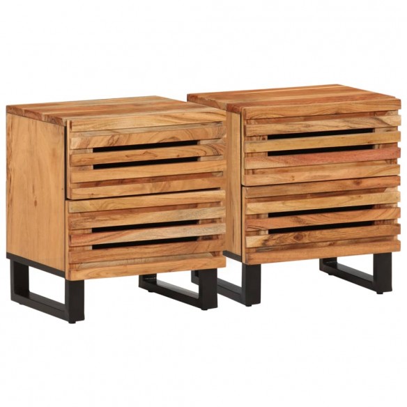 Tables de chevet 2 pcs 40x34x46 cm bois d'acacia massif