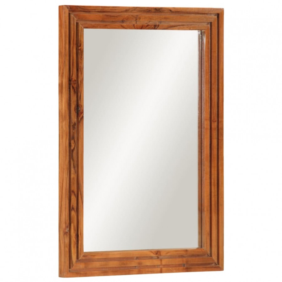 Miroir salle de bain 50x70 cm bois massif d'acacia et verre