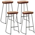Ensemble de bar 5 pcs bois de manguier brut massif et métal